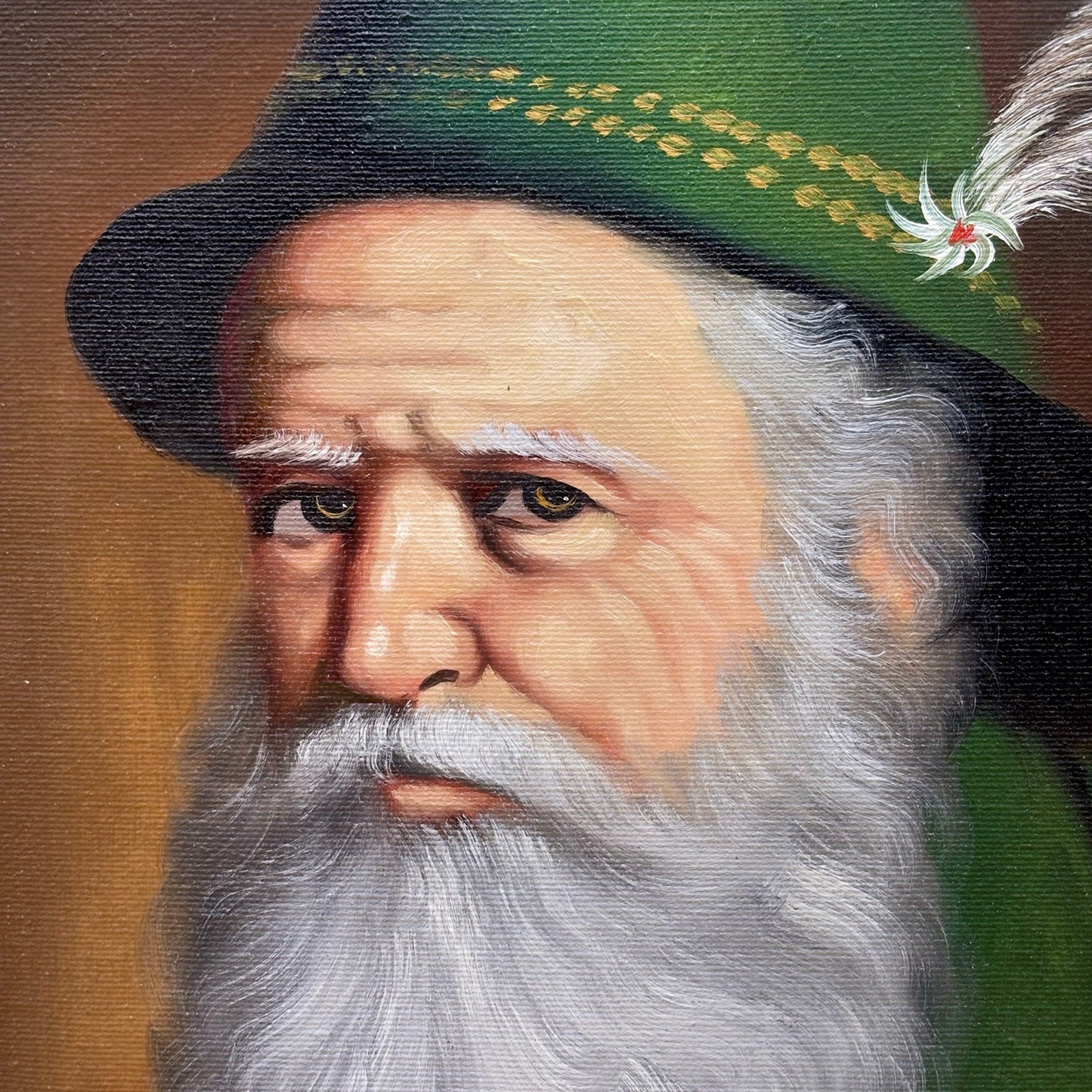 Signed Vintage “Van Meer” Bearded Gentleman Portrait – Oil on Canvas (16″×12″)