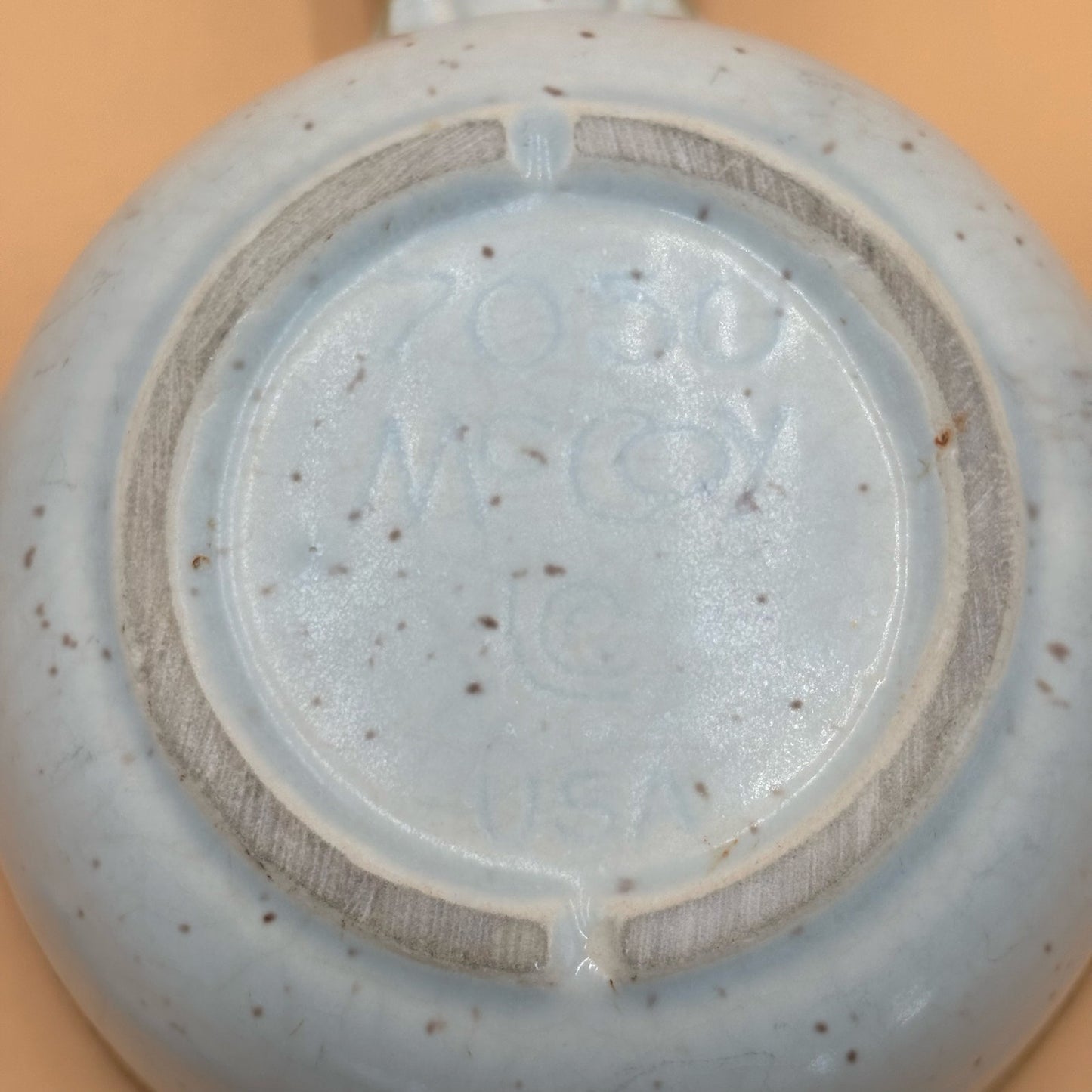 Vintage McCoy 7050 Handled Soup Bowl - Cream with Brown Drip Glaze