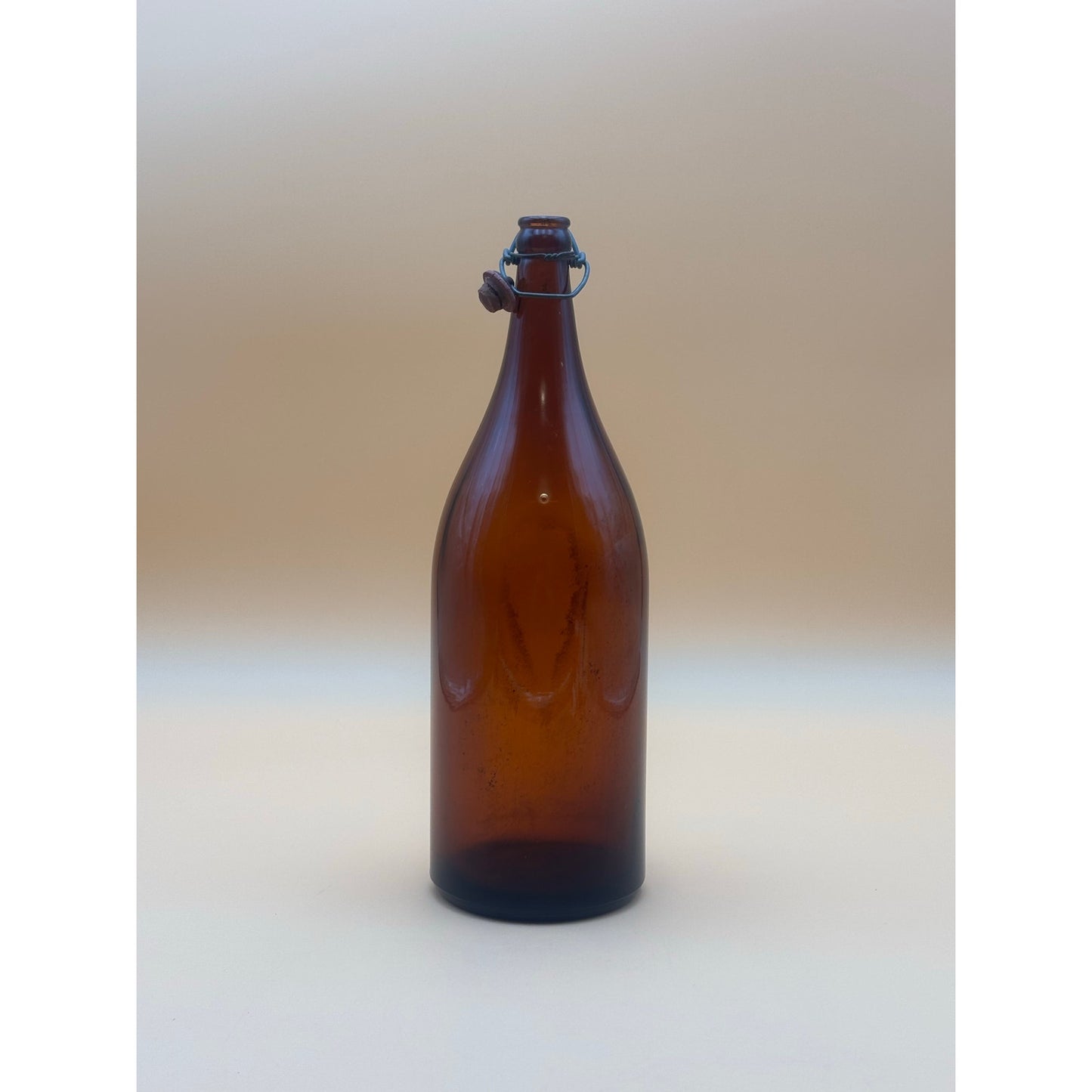 Vintage Brown Glass Bottle with Swing Top Closure 14"