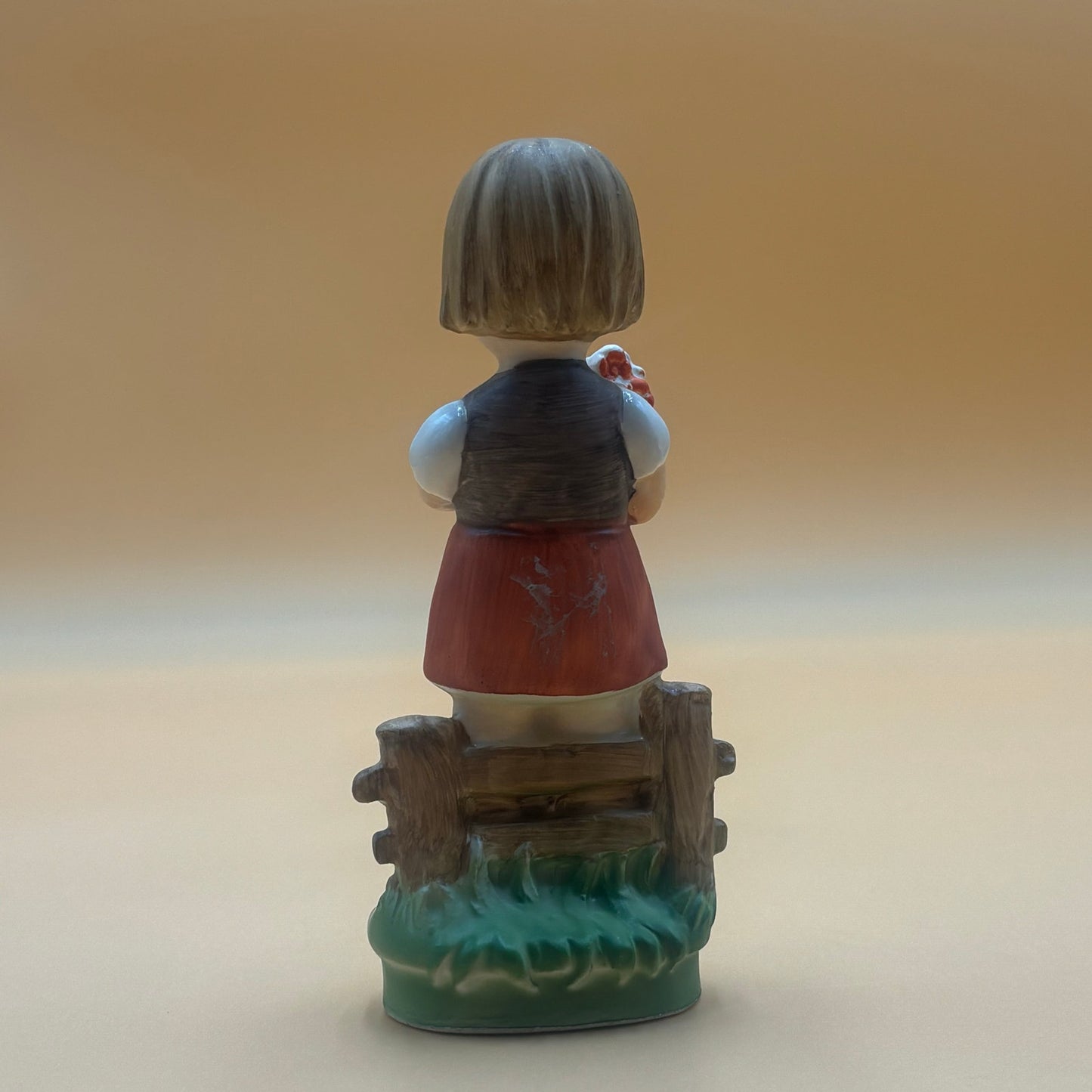 Vintage Girl with Flowers Figurine - Made in Japan