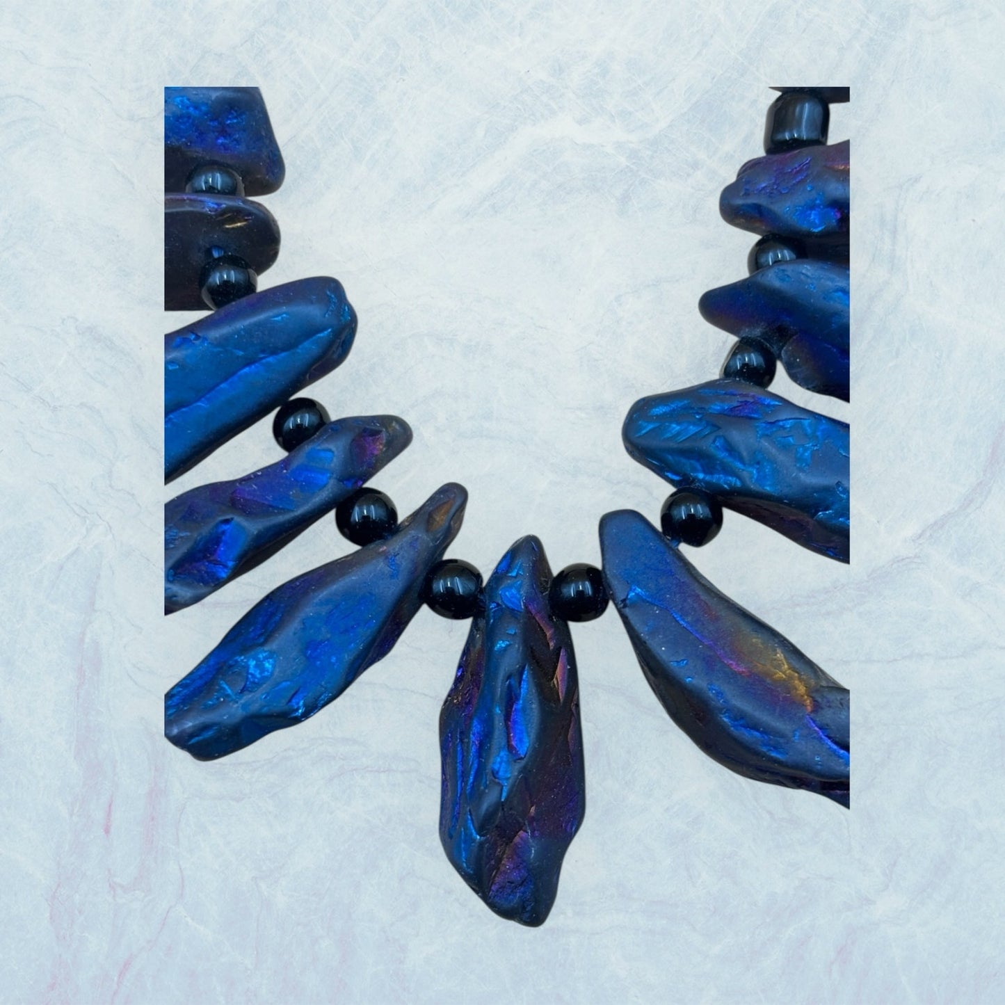 Blue Aura Quartz Crystal Necklace