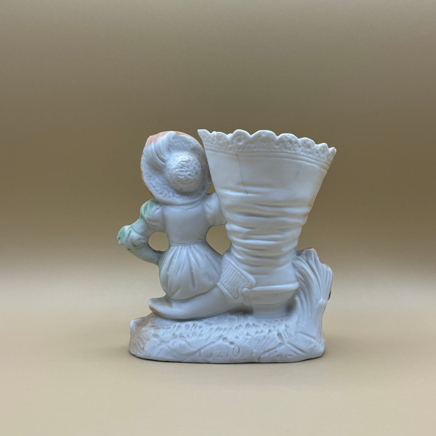 Vintage Victorian Boy & Girl Boot Planters - Porcelain Figurine Pair #3270