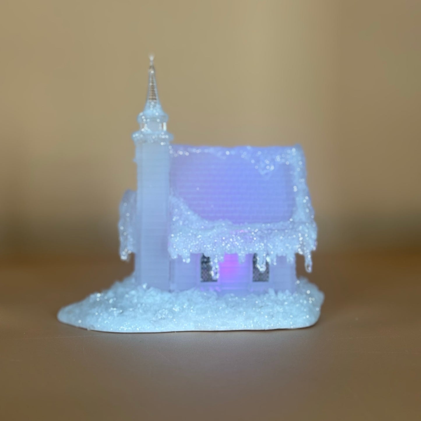 Holiday Ice Sculptures Ice Village Church – Color Changing Light-Up Christmas Décor