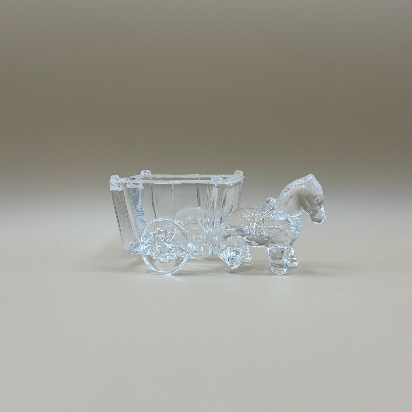 VTG Clear Glass Donkey Cart - Candy or Trinket Dish 4.5" Long