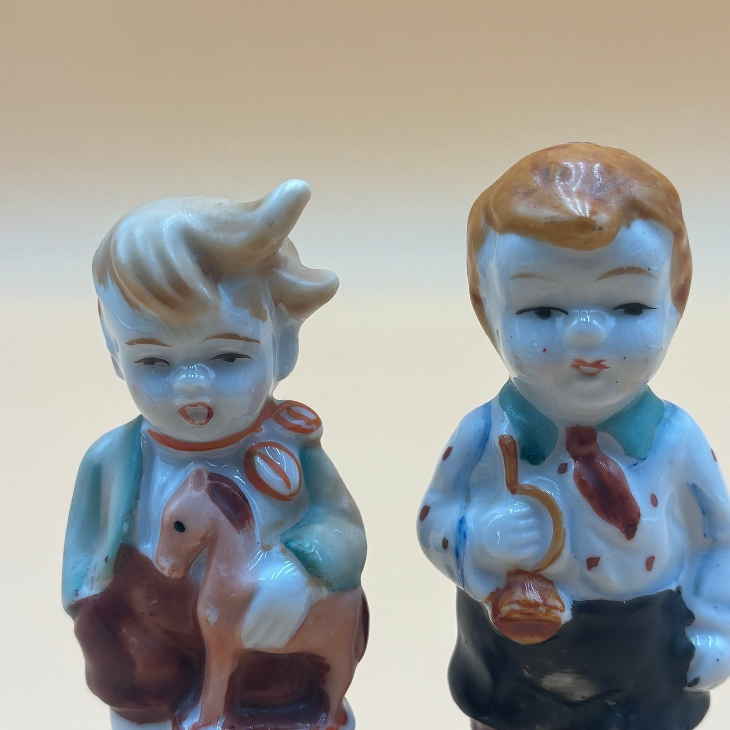 Vintage Occupied Japan Ceramic Boy Figurines - Set of 2