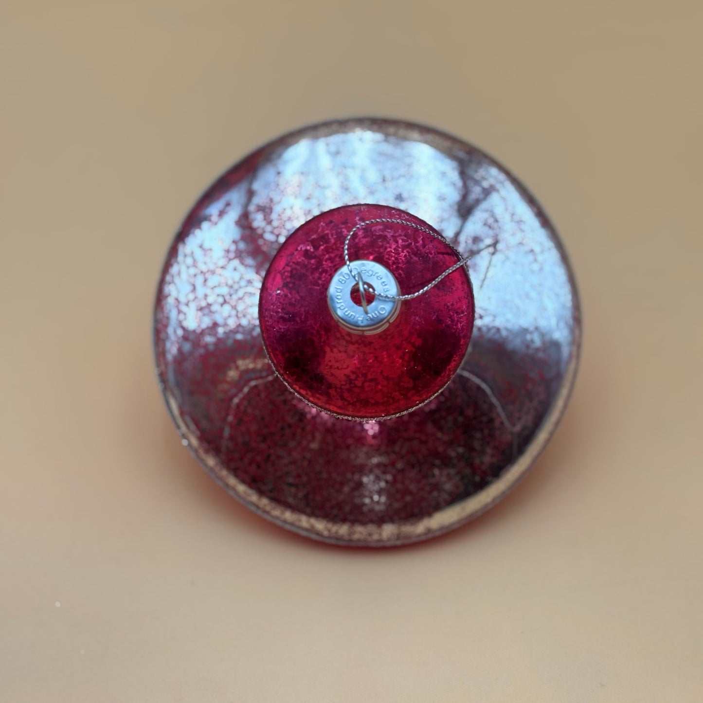 Tinsel Town Hand-Blown Glass Finial Ornament with Box Red & Silver