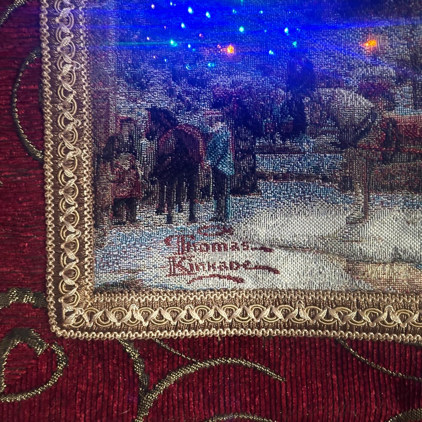 Thomas Kinkade Fiber Optic Wall Tapestry – Victorian Christmas Scene
