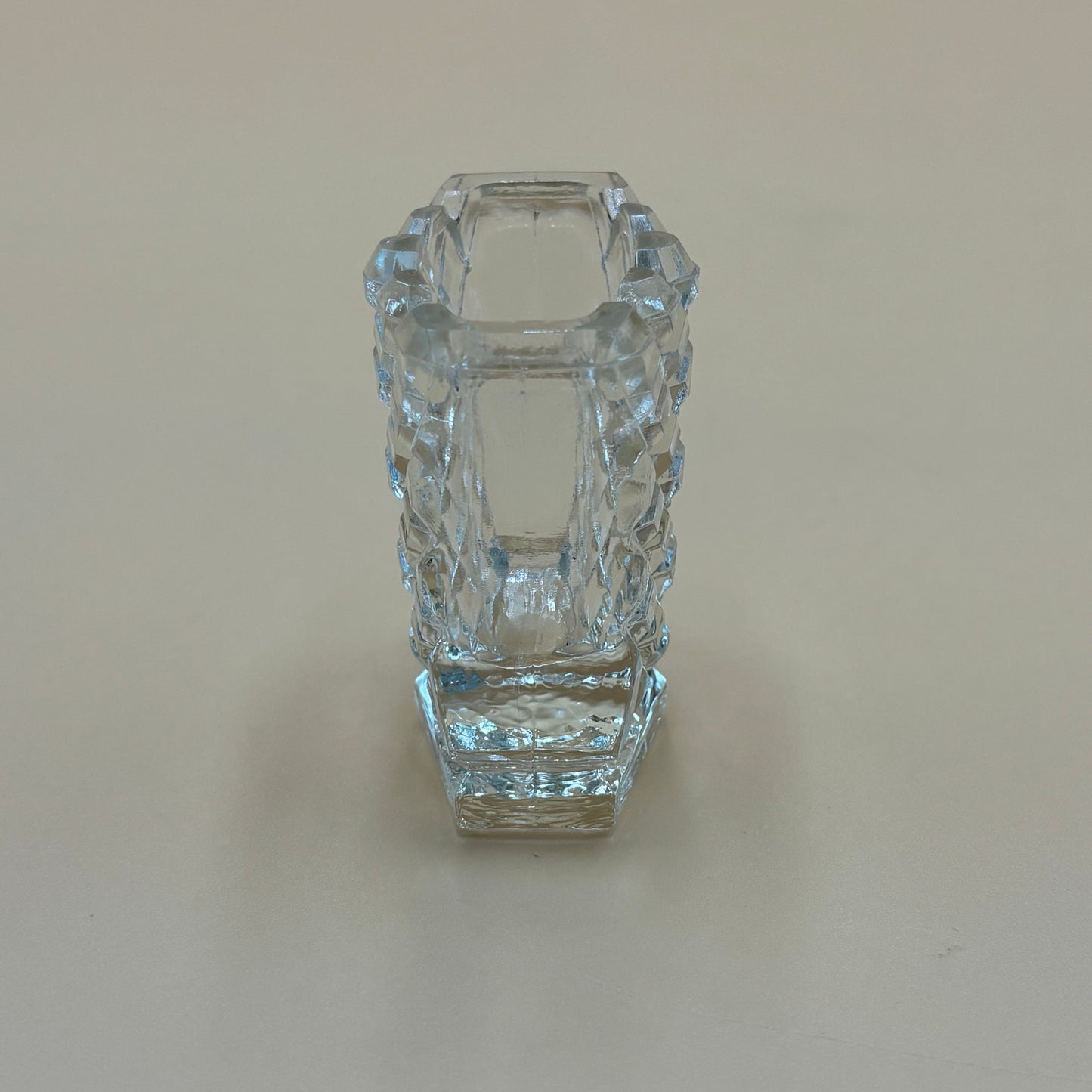 Vintage Diamond-Cut Glass Toothpick Holder – 2 3/8” Tall – Flared Top