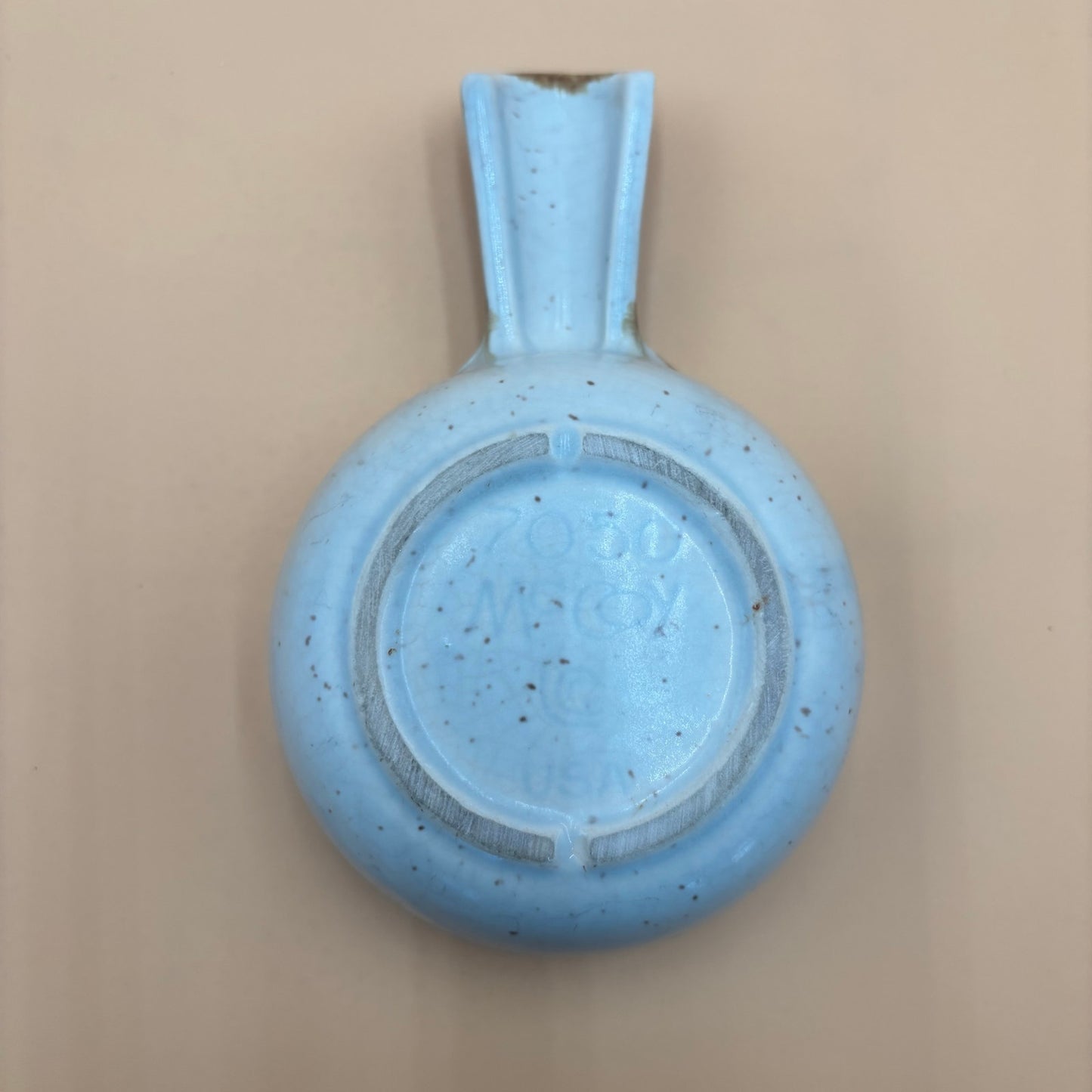 Vintage McCoy 7050 Handled Soup Bowl - Cream with Brown Drip Glaze