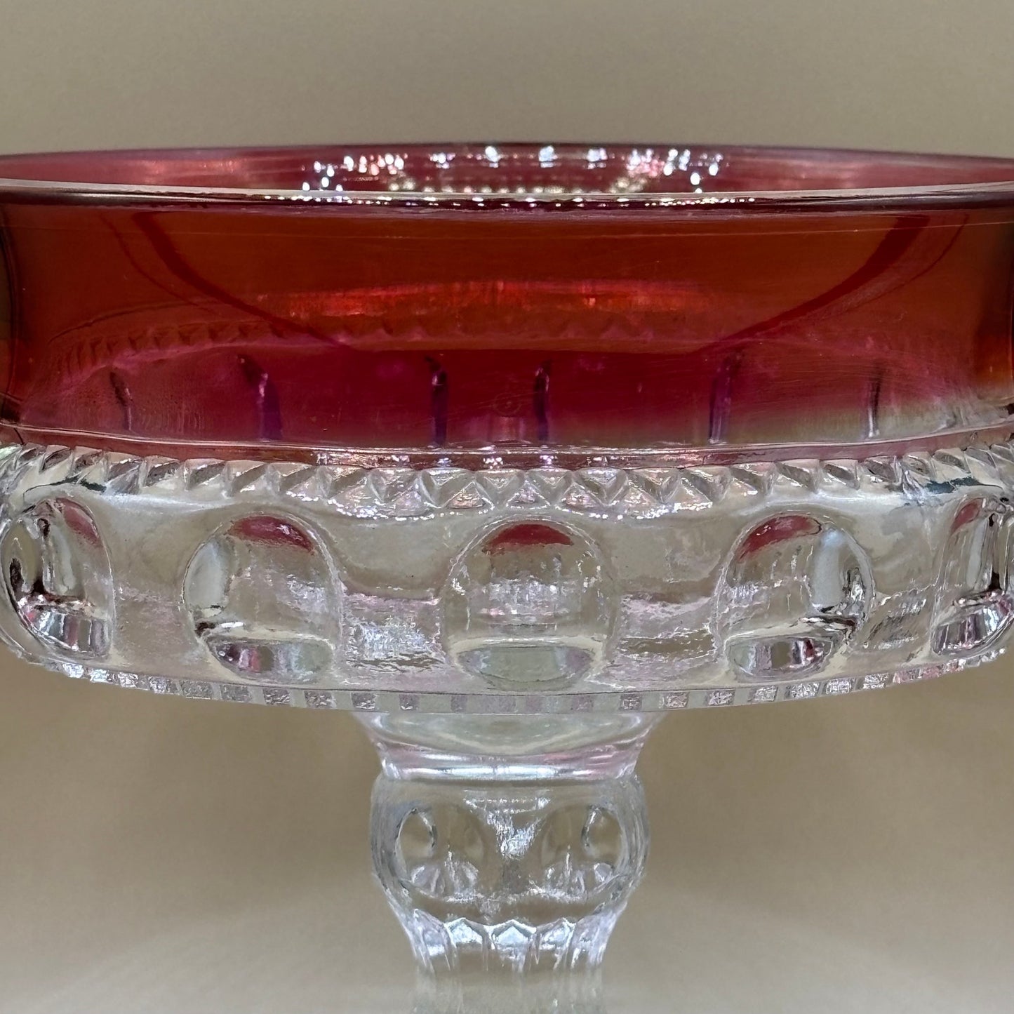 Vintage Kings Crown Ruby Flash Compote/Candy Dish