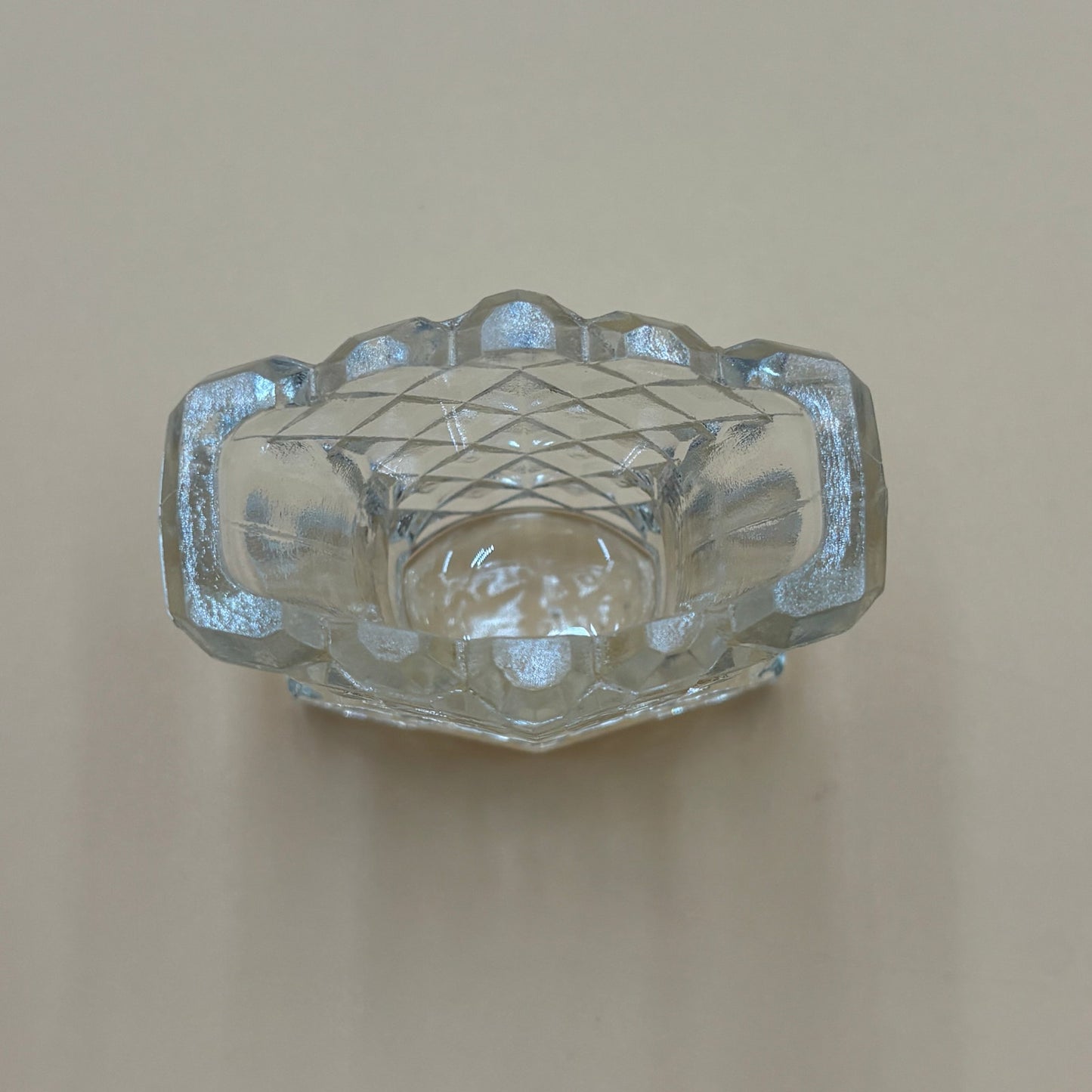 Vintage Diamond-Cut Glass Toothpick Holder – 2 3/8” Tall – Flared Top