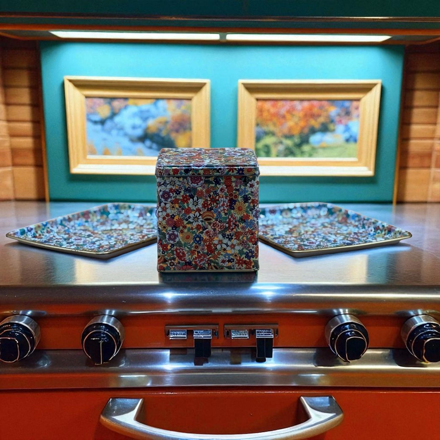 Vintage Daher Floral Tin Canister & Trays Set – Made in England