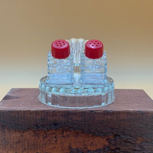 Vintage Pressed Glass Seashell Salt and Pepper Shakers Set