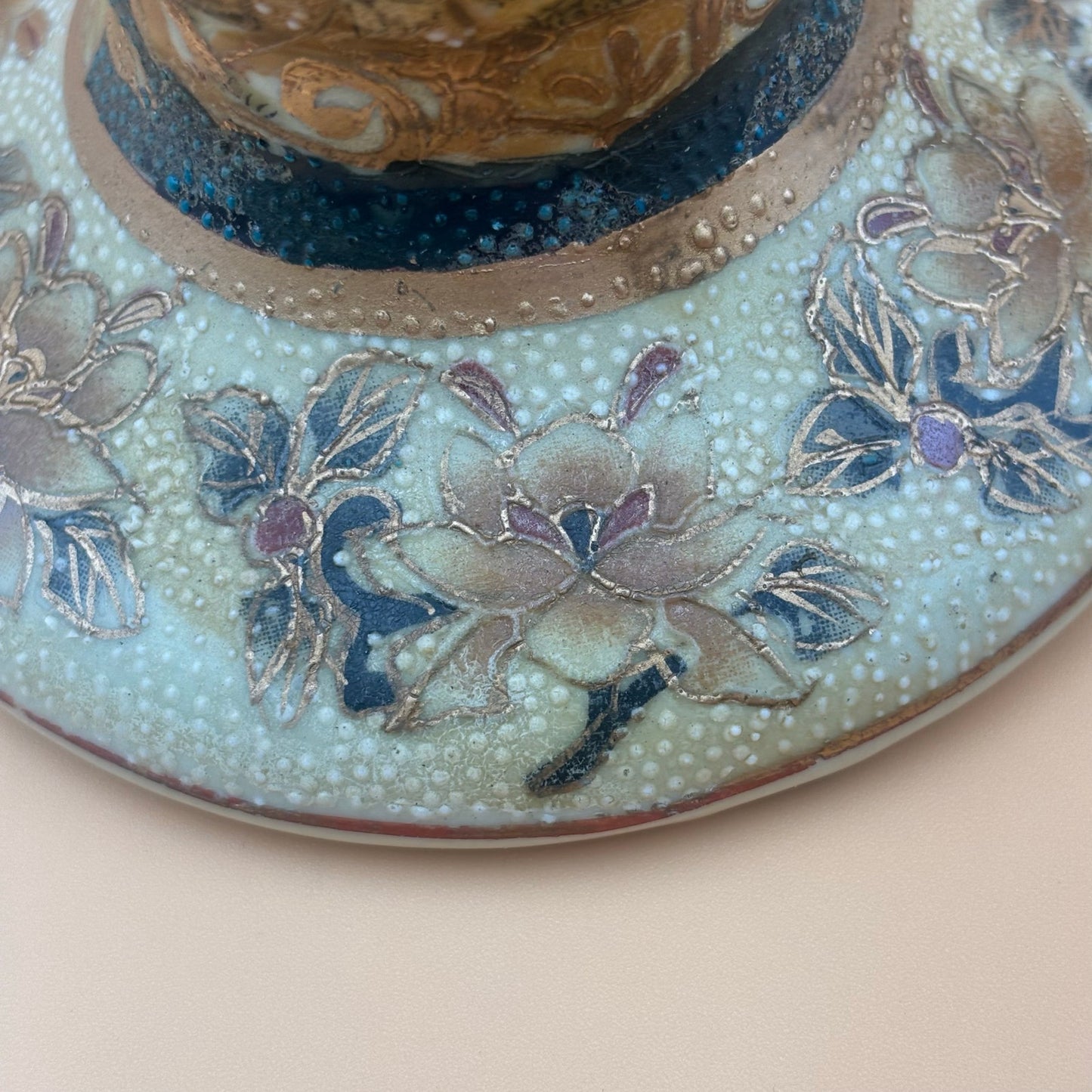 Asian Hand-Painted Porcelain Candlestick – 9”