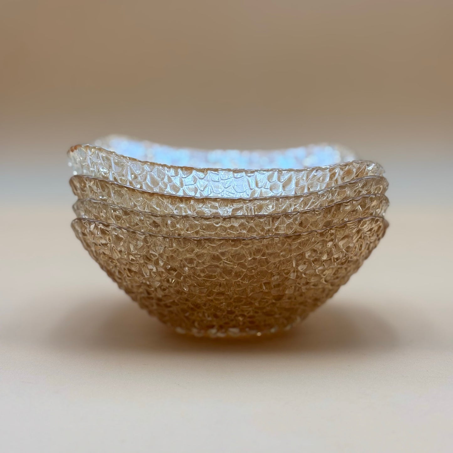Textured Pebbled Salad Bowls Square Rounded Design