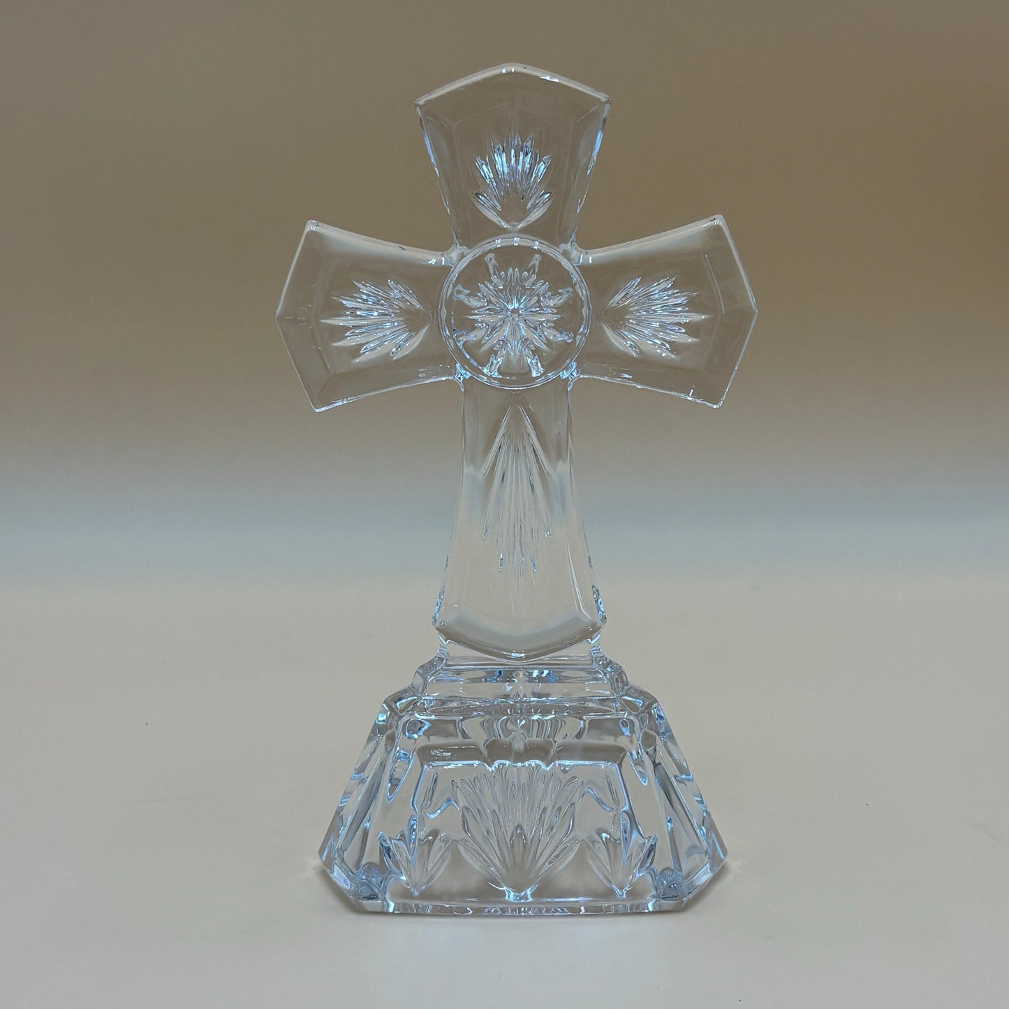 Crystal Cross Figurine - 7" Religious Home Decor
