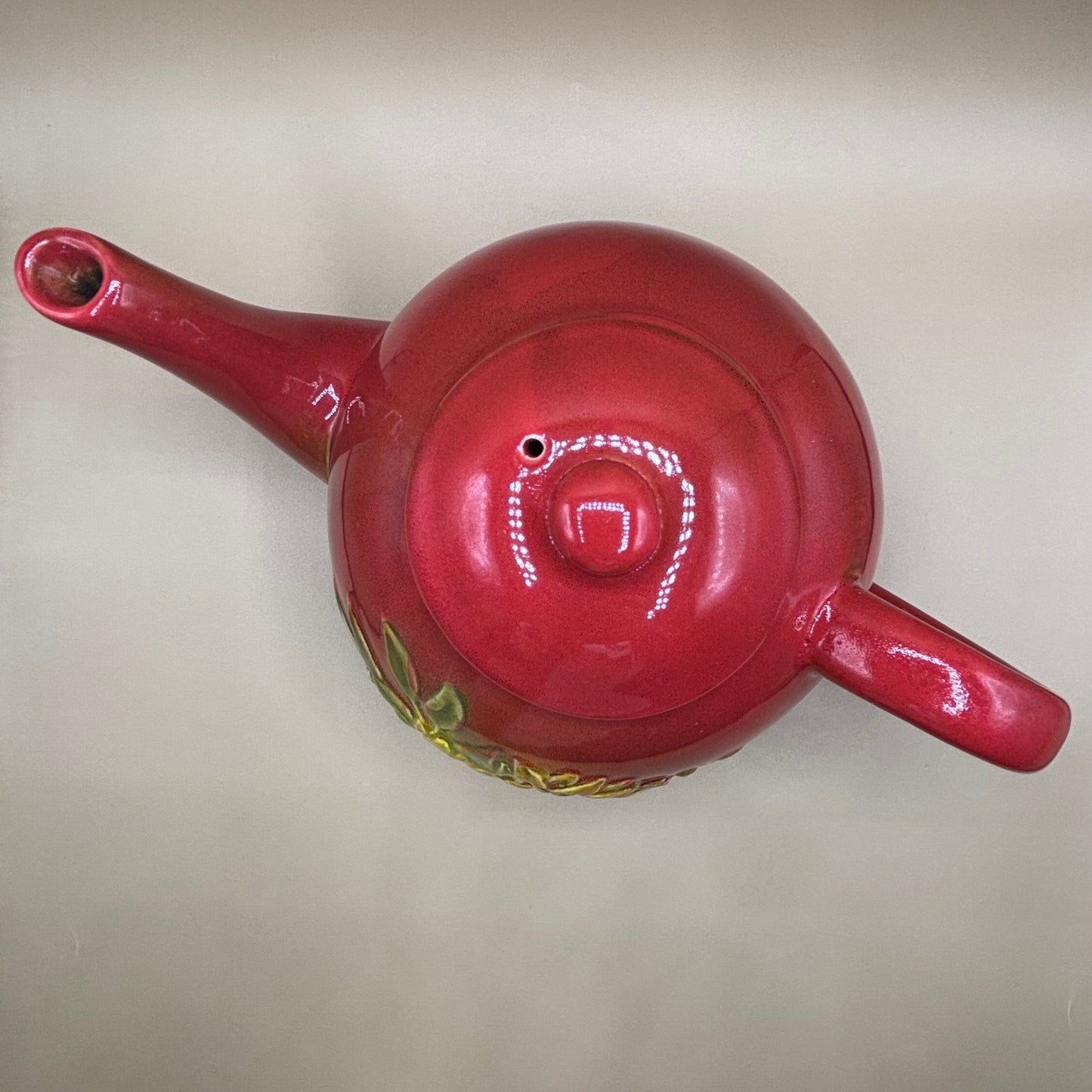 📦 Burton+Burton Red Sunflower Ceramic Teapot Collectible Home Decor