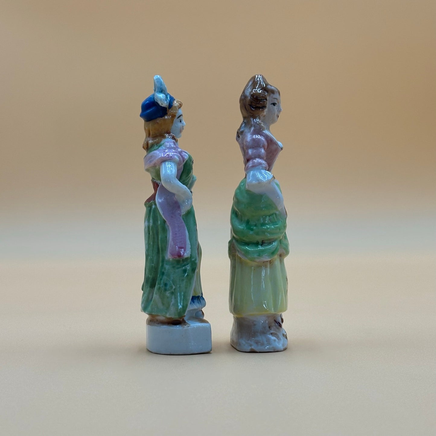 Vintage Japanese Colonial Lady Figurines - Hand Painted Porcelain Pair