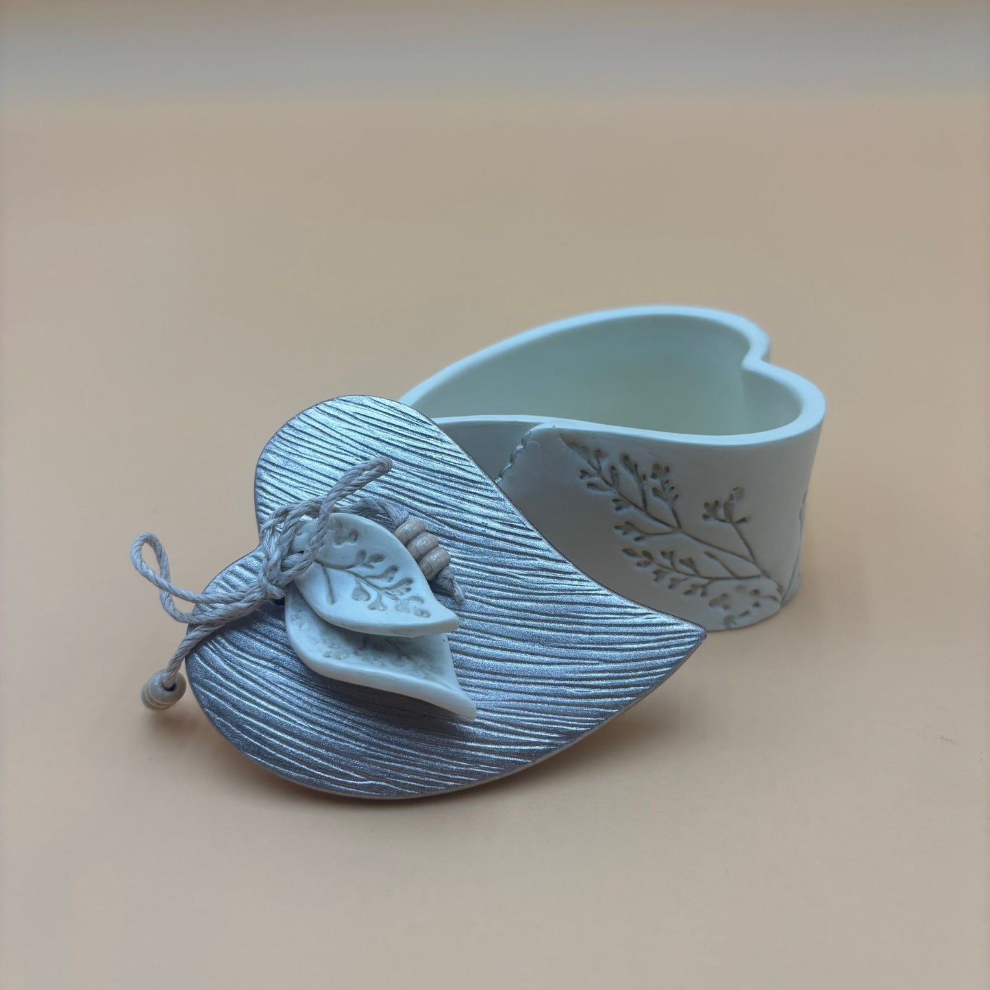Nature’s Poetry Heart-Shaped Ceramic Trinket Box (2010 Enesco)