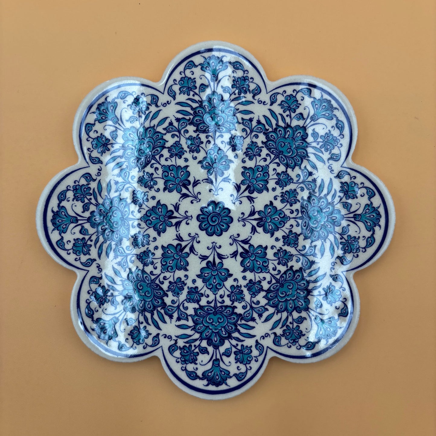 Istanbul Street Bazaar Iznik Turkish Ceramic Trivet – 7.25” Floral Tile