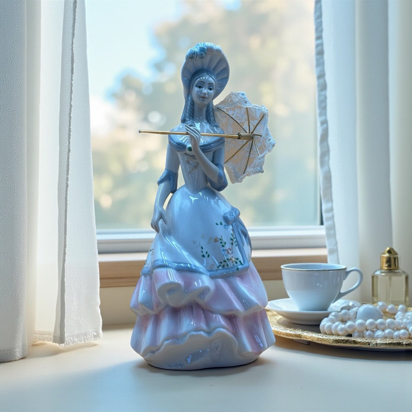 Tengra Spain Porcelain Lady with Parasol Figurine