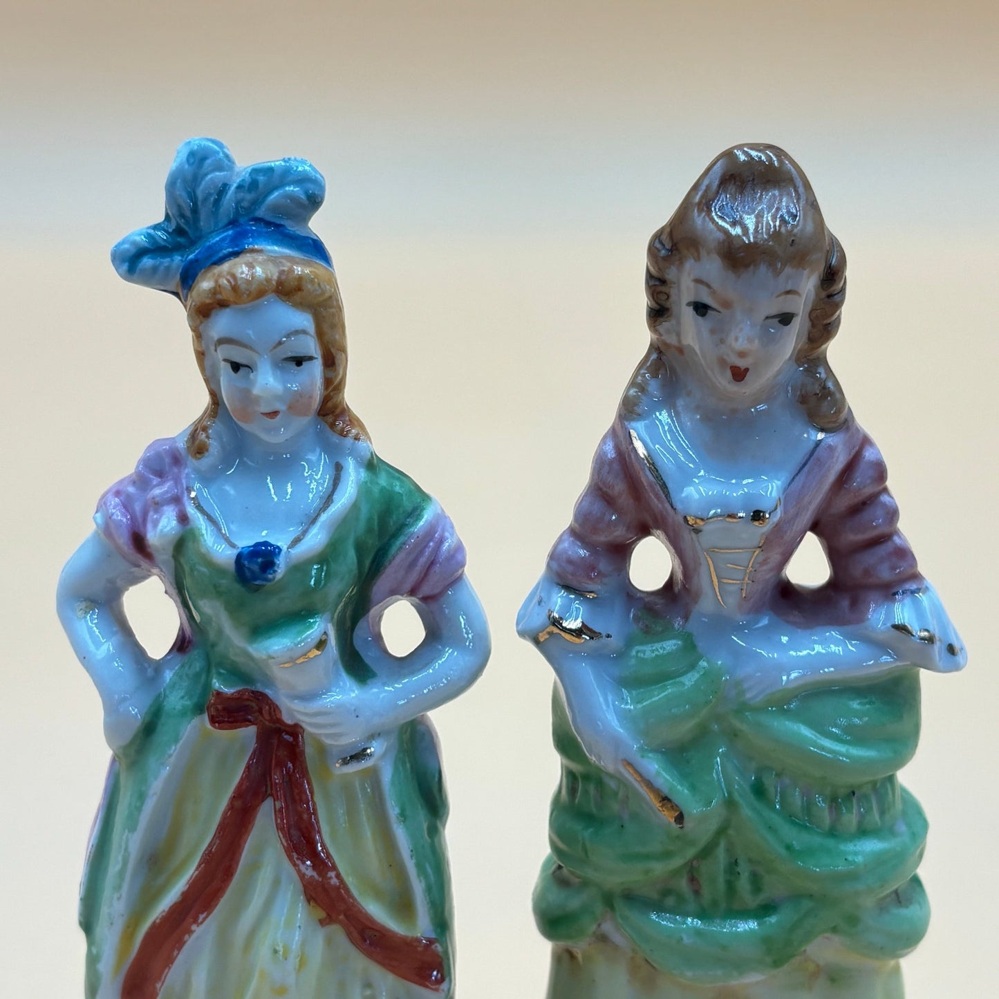 Vintage Japanese Colonial Lady Figurines - Hand Painted Porcelain Pair