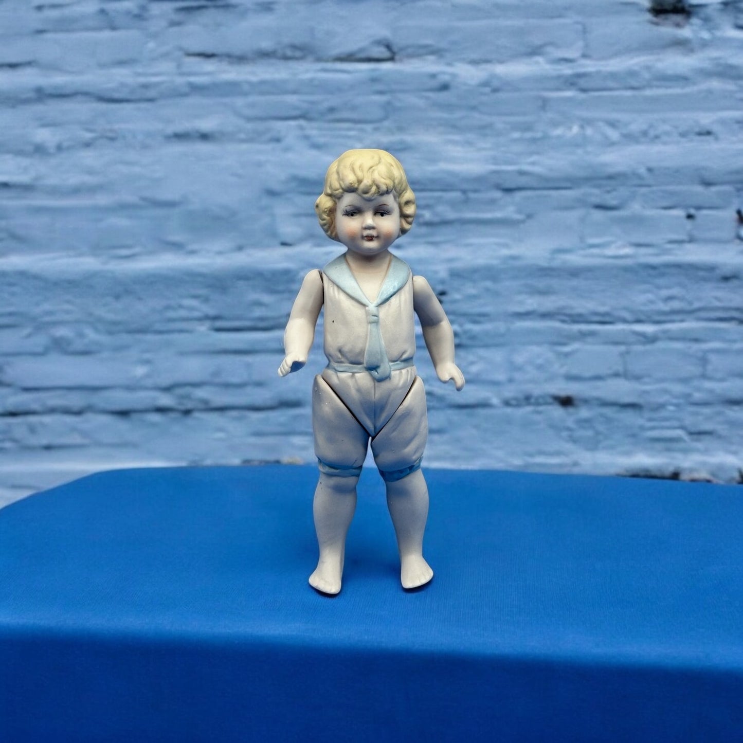 VTG Shackman Made in Japan All Bisque  Jointed Sailor Doll 7in. Swimming Suit