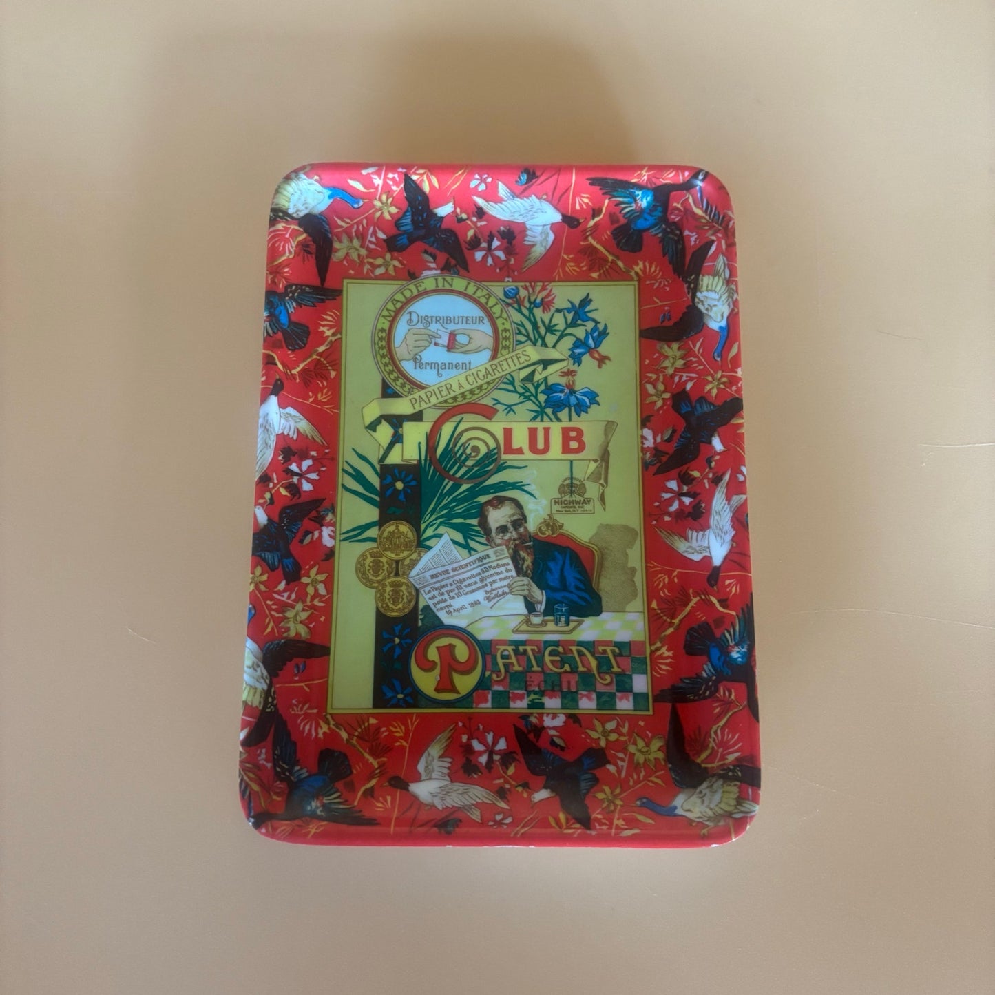 Vintage 1970's Club Modiano “Patent ECHU” Tray – 4” x 6” Made in Italy, Cigarette Paper Design