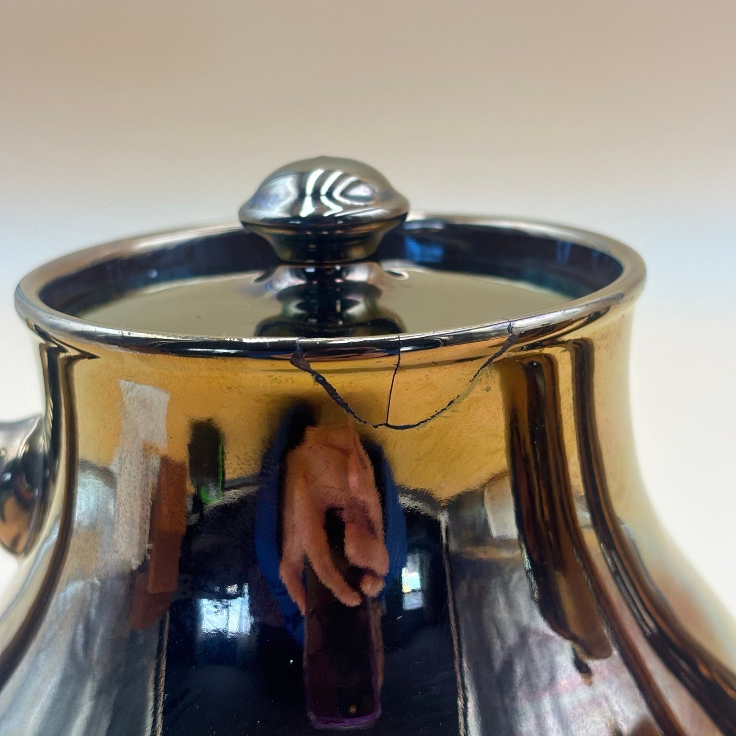 Gibson & Sons England Copper Lusterware Teapot & Coffee Pot Set – Smooth Finish