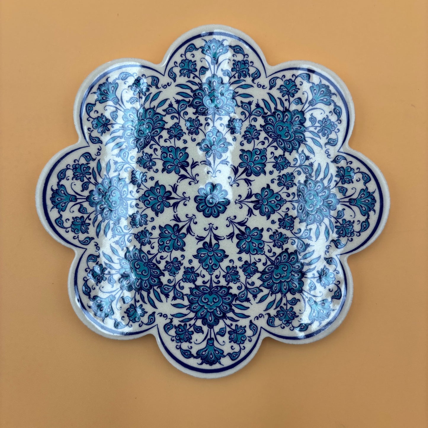 Istanbul Street Bazaar Iznik Turkish Ceramic Trivet – 7.25” Floral Tile