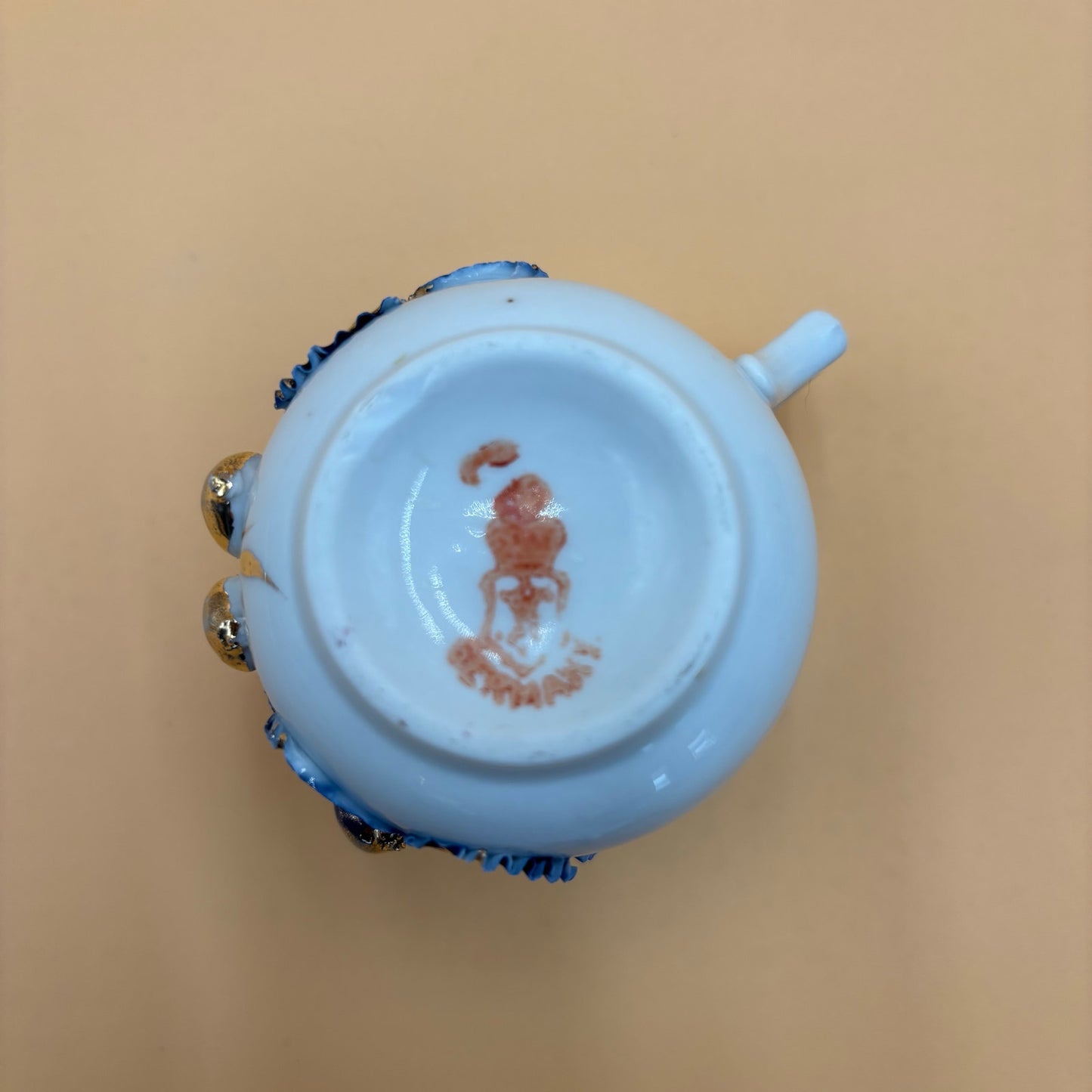 Vintage German Porcelain Demitasse Cup & Saucer - Purple & Gold Floral