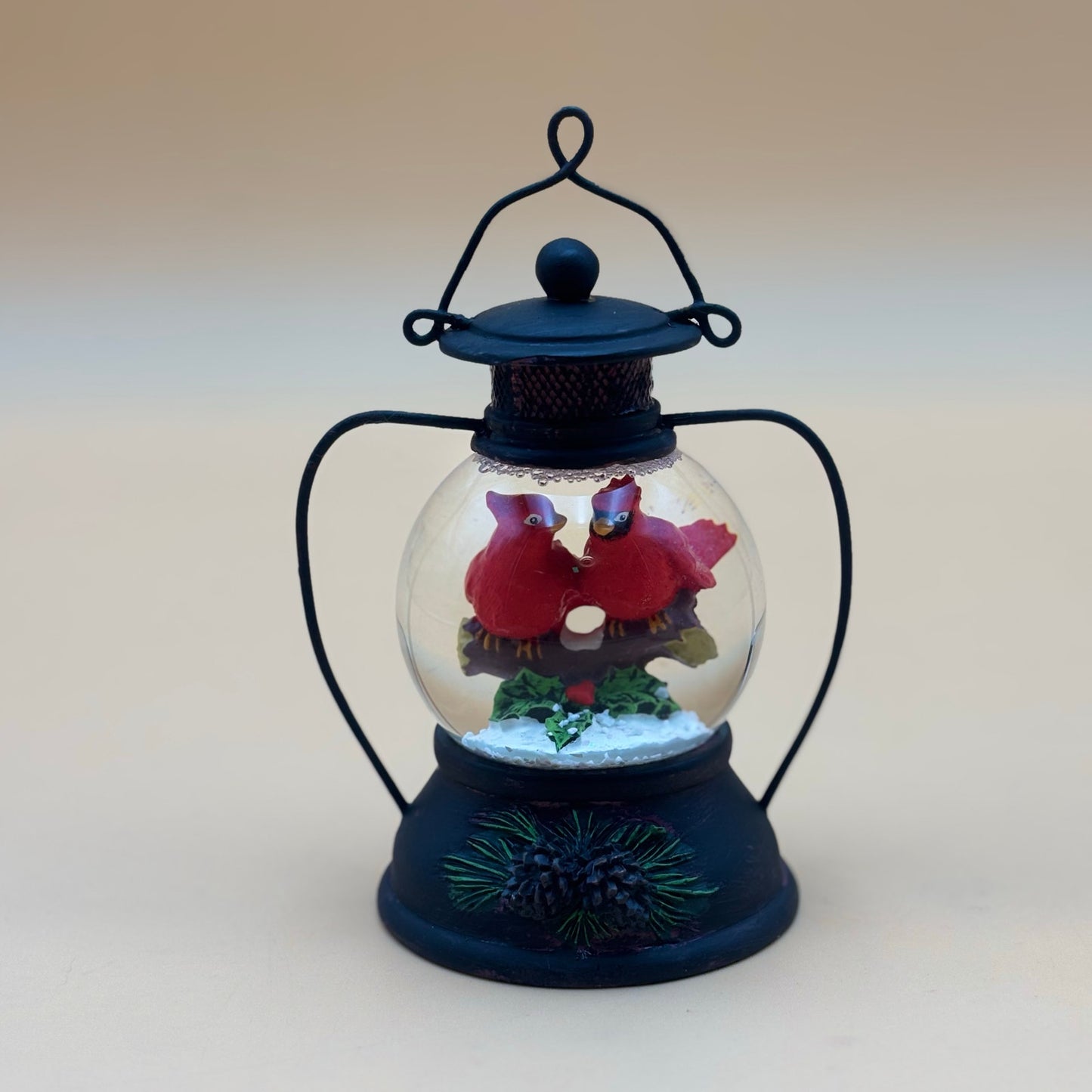 Cardinal Christmas Small Lantern Globe Figurine