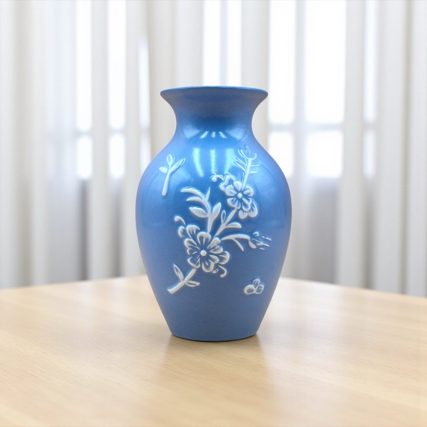 Stangl Pottery Blue Vase – Applique 4007 7"