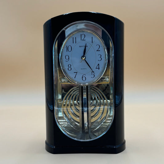 Rhythm Quartz Hypnotic Pendulum Clock - Mid-Century Modern Black & Gold