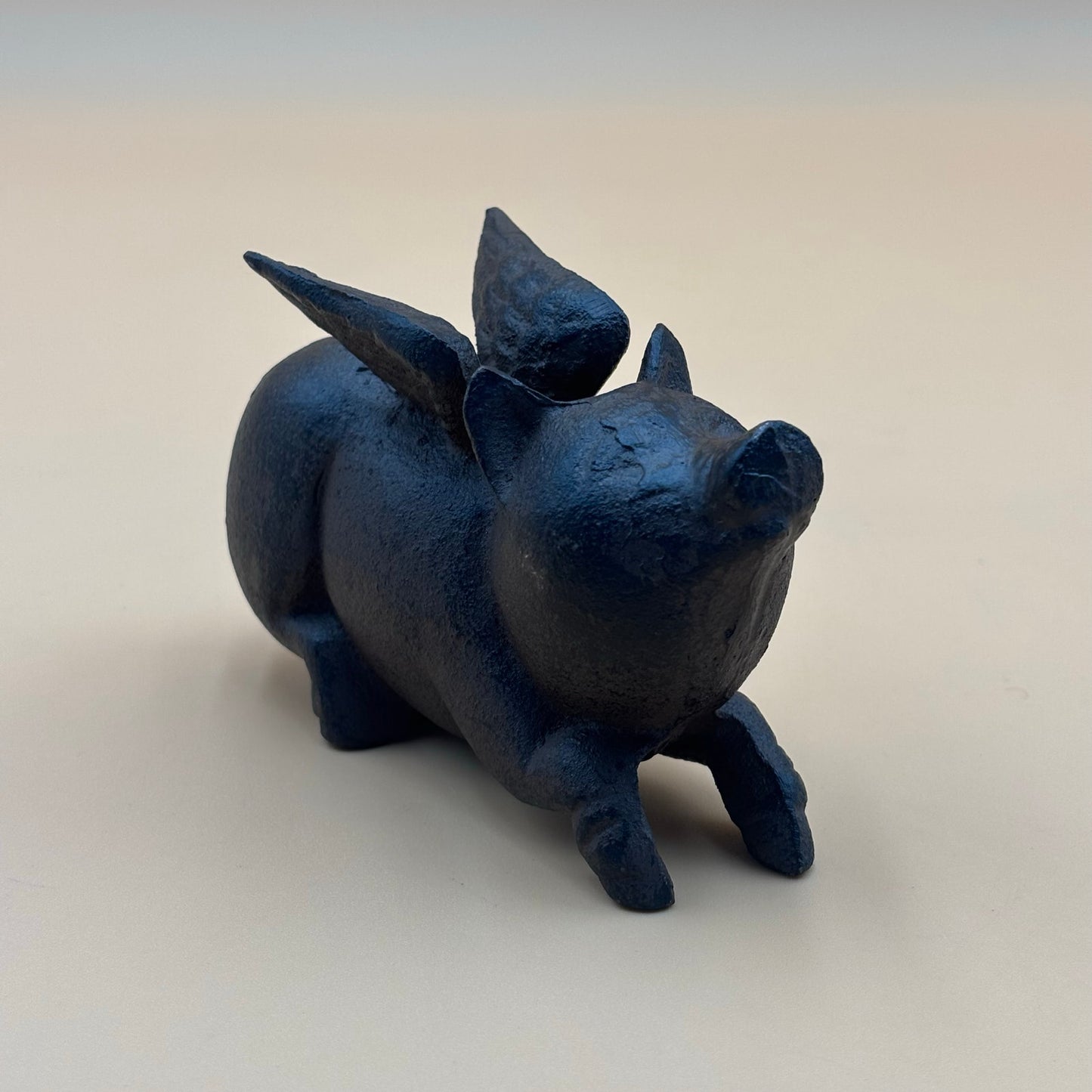 Cast Iron Flying Pig Coin Bank — Vintage Collectible