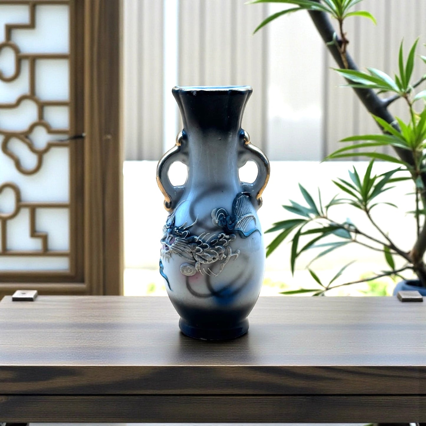 Vintage GNCO Japan Dragonware Mini Vase with Gold Handles