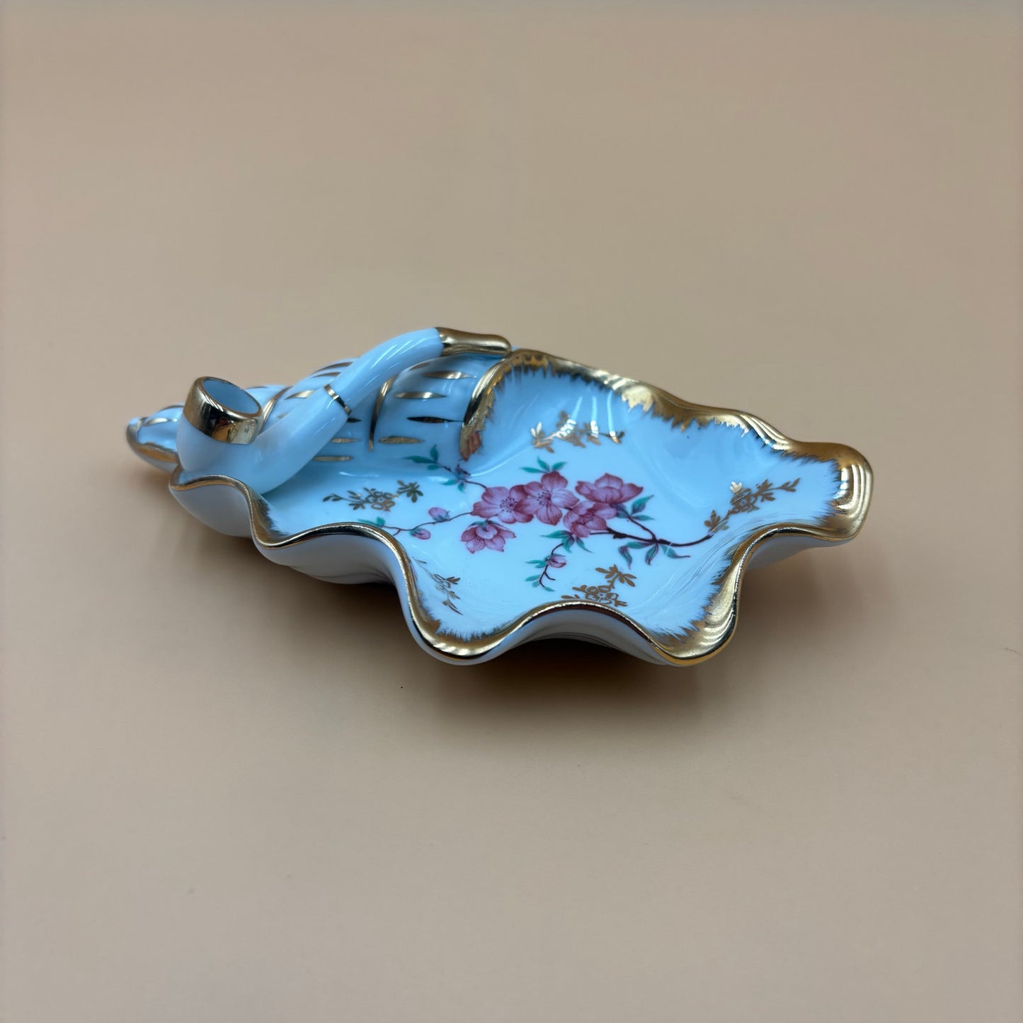 Vintage Porcelaine de France Trinket Dish – Shell Shape with Sculpted Pipe
