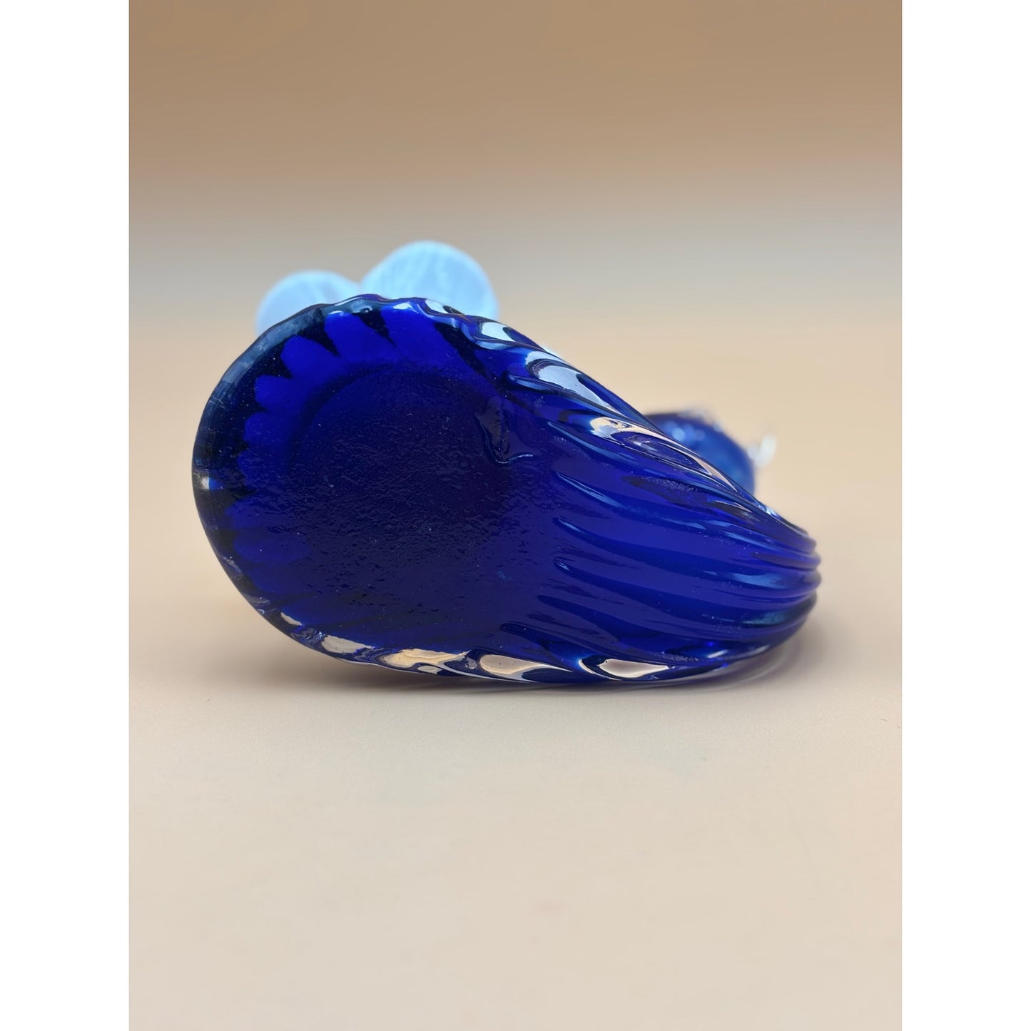 Hand-Blown Unique Blue Glass Fish Tealight Holder