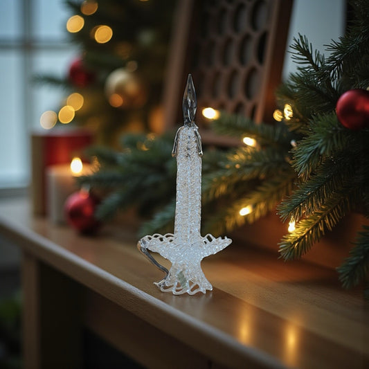 Vintage Spun Glass Candle Ornament – Gold Accent Holiday Decor