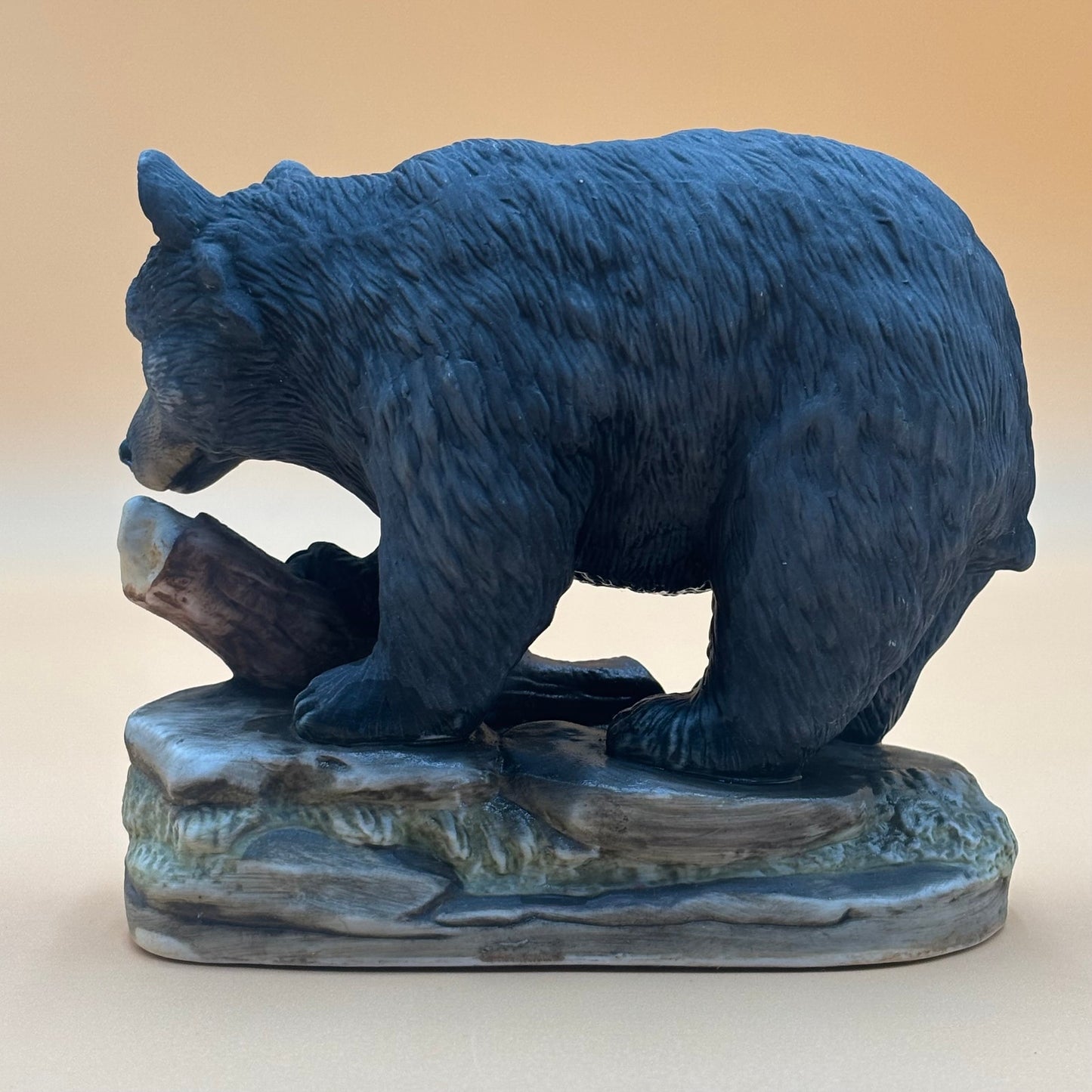 Vintage Lefton China Black Bear Figurine Branch with Berries Hand Painted