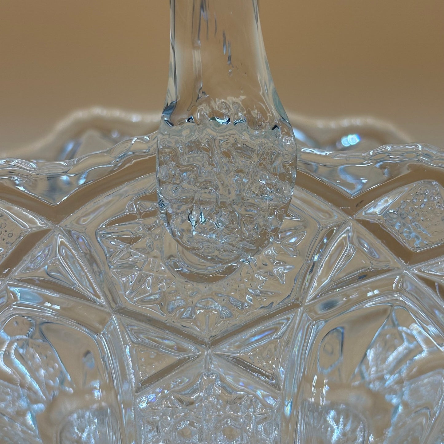 Vintage LE Smith Clear Bridal Basket Hobstar & Cane Pattern