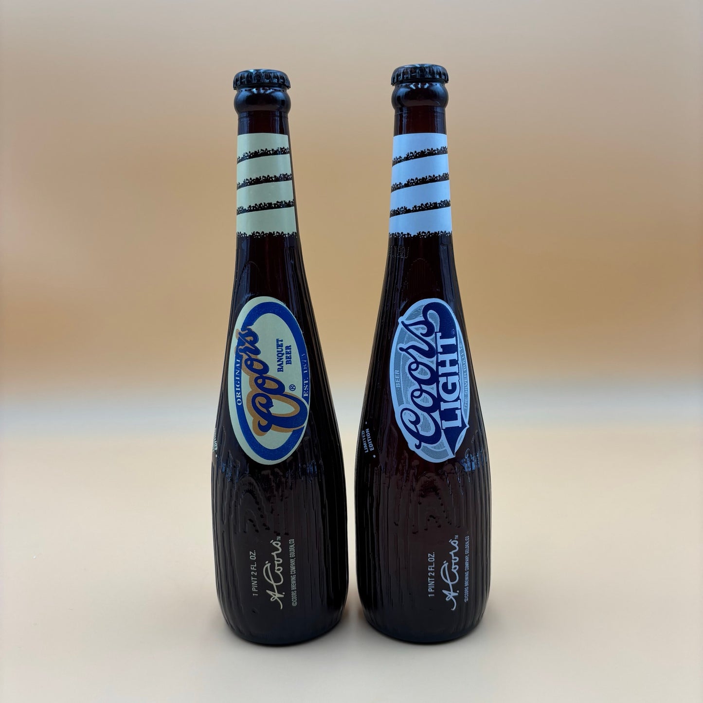 Set of 2 Coors Limited Edition Glass Bottles – Banquet & Light