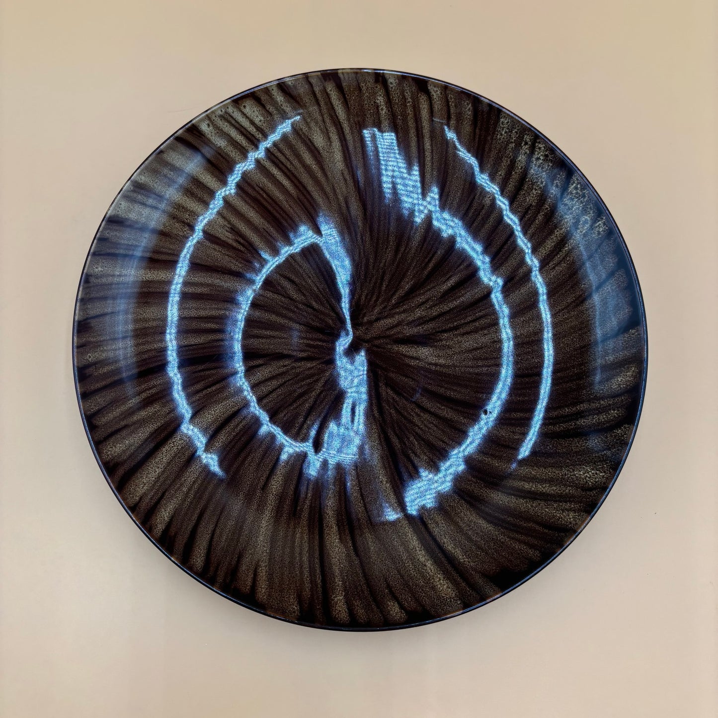 Vtg. Oneida Horizon Swirl Dinner Plate - Brown Stoneware "11.5