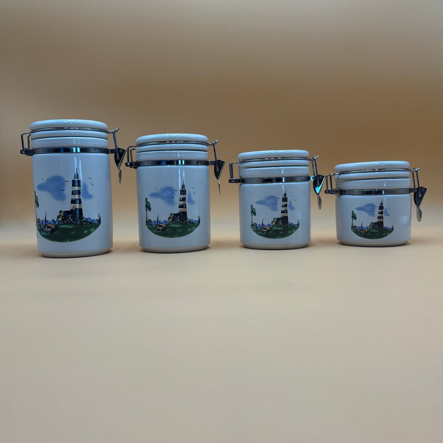 Vintage Alco Industries Lighthouse Canister Set - 4 Piece Kitchen Storage