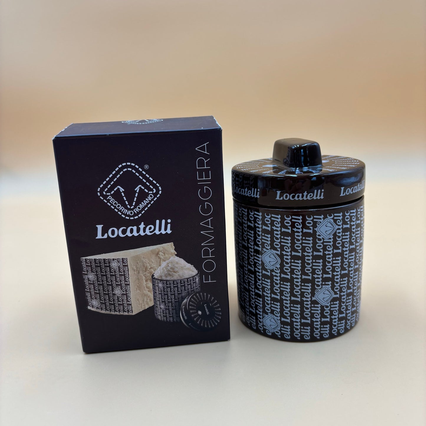 Locatelli Cheese Jar with Lid – Ceramic Formaggiera with Box
