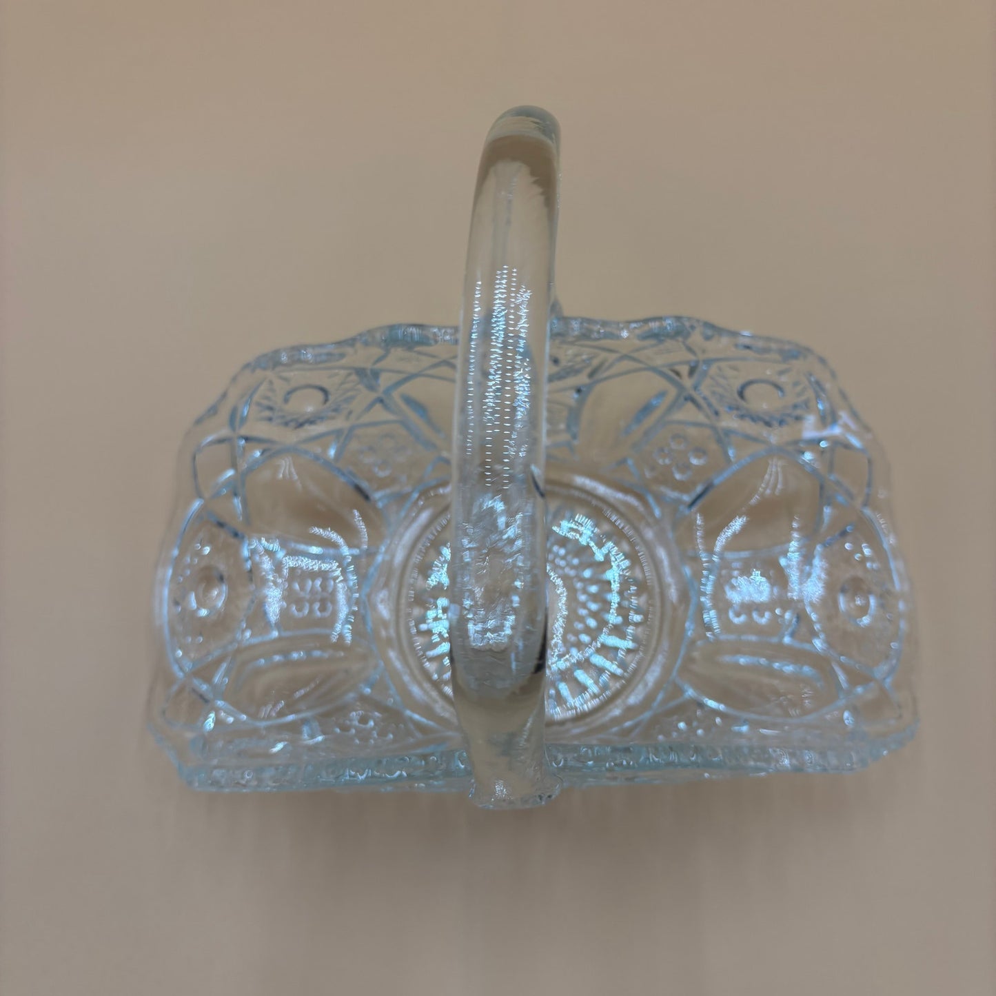 Vintage LE Smith Clear Bridal Basket Hobstar & Cane Pattern