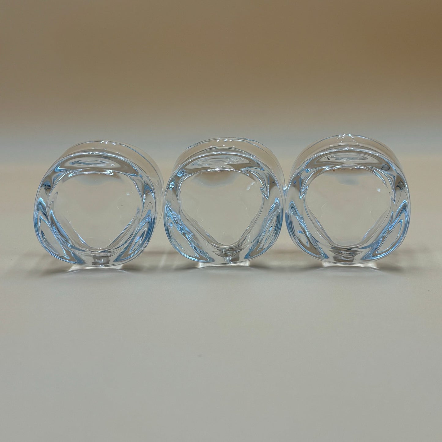 Set of 3 Crystal Tealight Holders - Modern Wavy Design