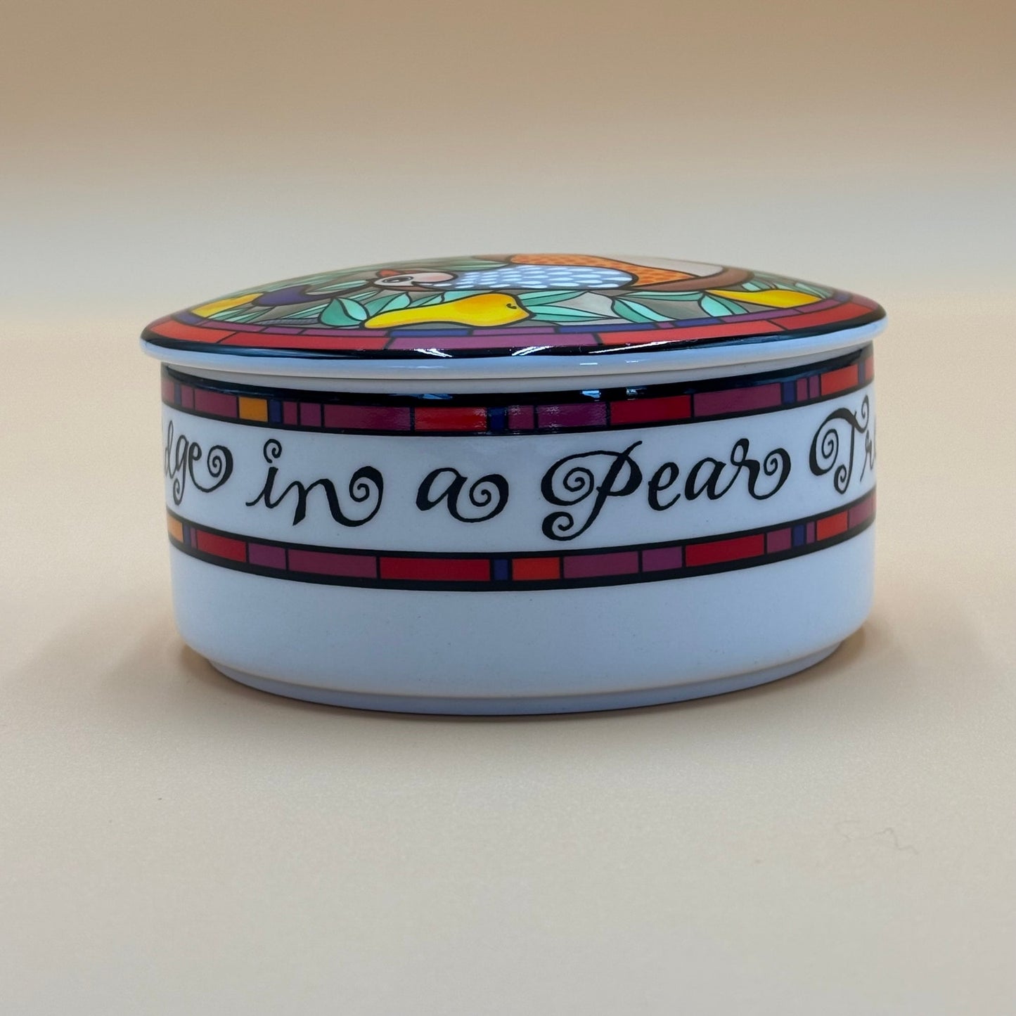 Vintage Mikasa "Pear Tree" Lidded Ceramic Box by Dan Scannell 1980s-90s