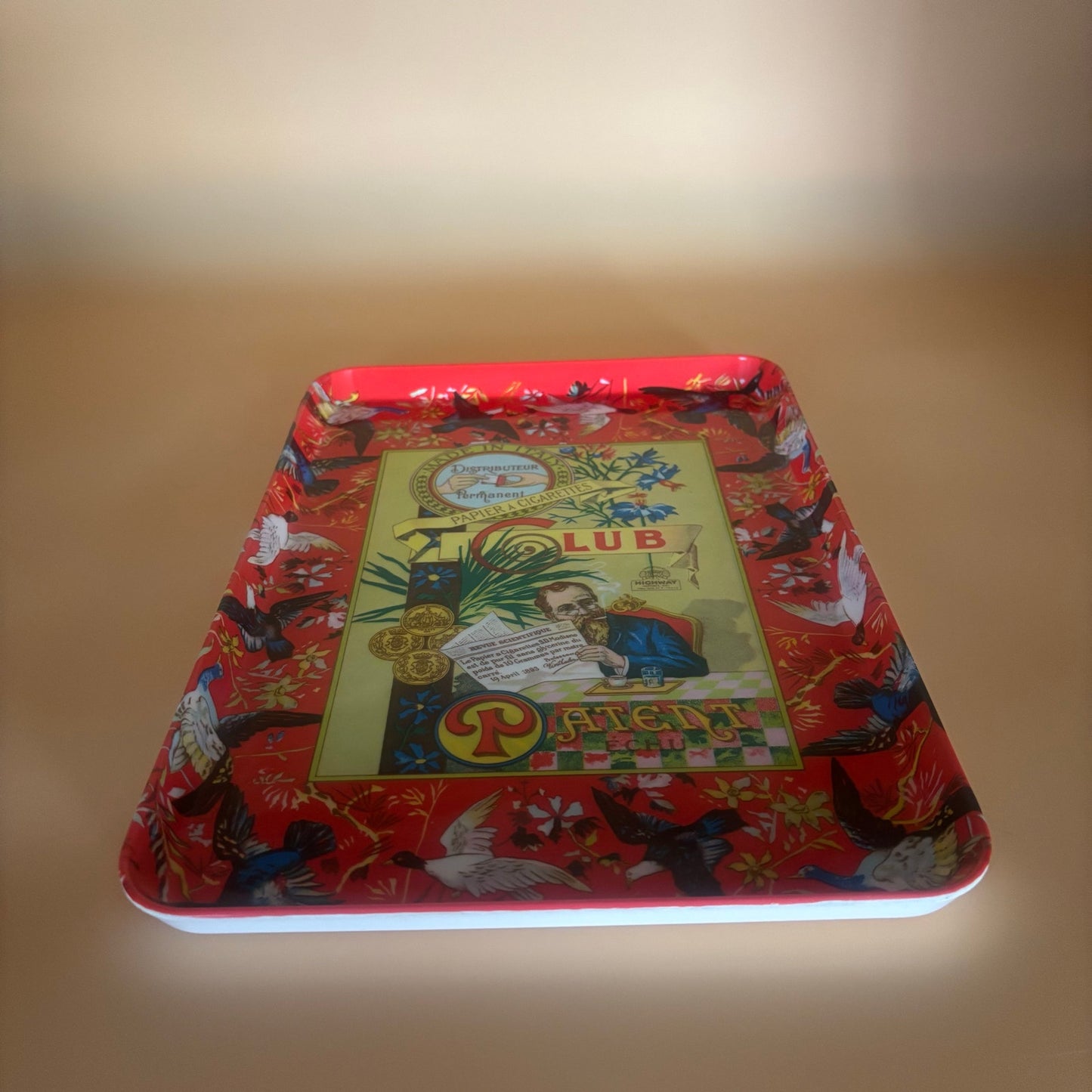 1970's Club Modiano “Patent ECHU” Tray – 13” x 9” Graphic Cigarette Design