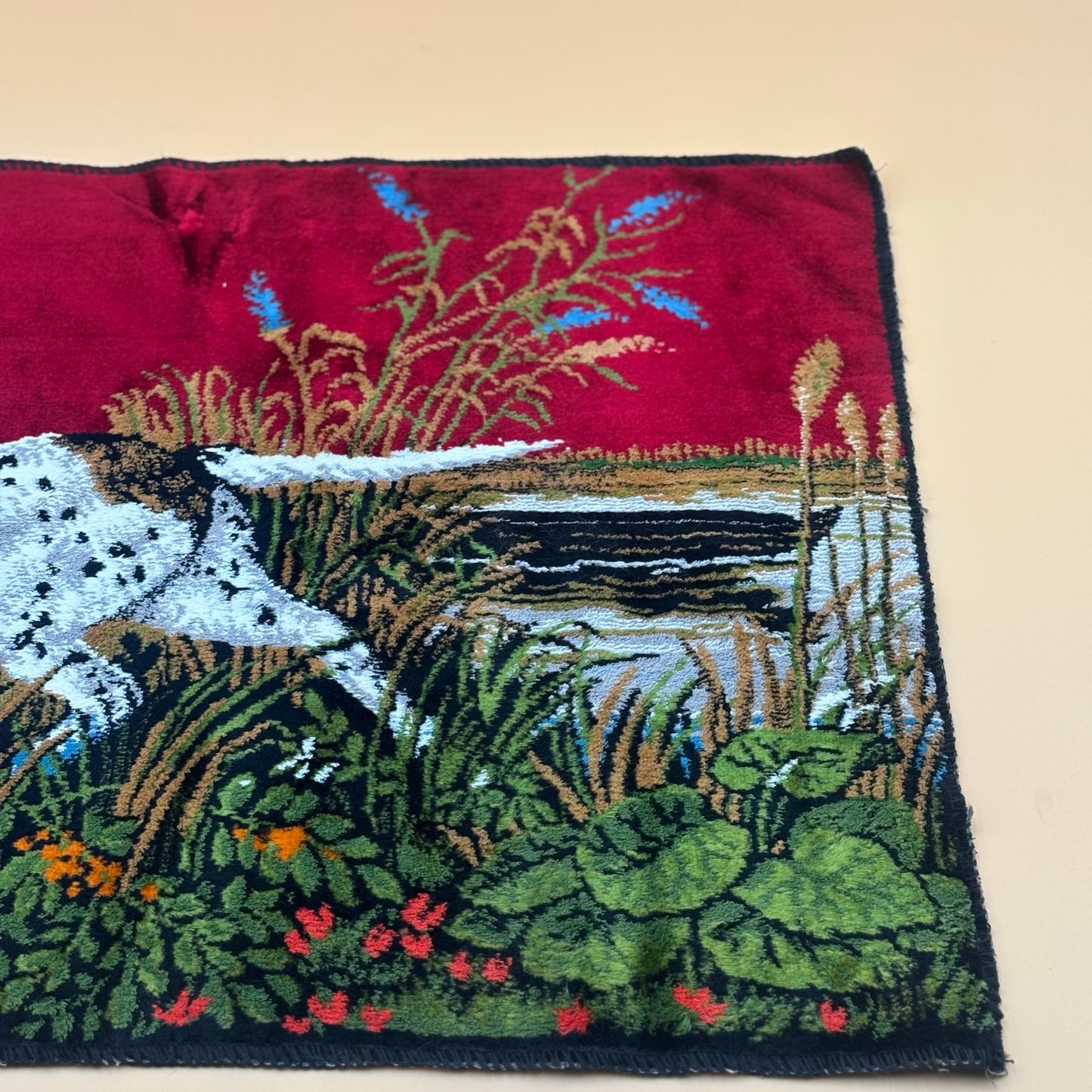 Italian Textile Wall Tapestry – Hunting Dog Scene by P & C Co., Made in Italy